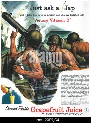 Annuncio Florida Grapefruit Juice WW2 1943 - "Just Ask a Jap" Foto Stock