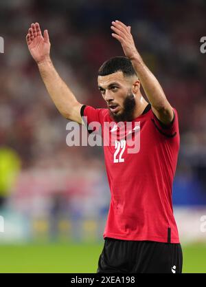 Georges Mikautadze della Georgia durante la partita UEFA Euro 2024 del gruppo F all'Arena AufSchalke di Gelsenkirchen, Germania. Data foto: Mercoledì 26 giugno 2024. Foto Stock