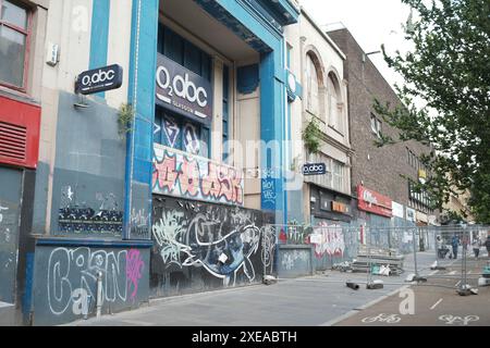 Il nightclub O2 ABC chiuso e sede di musica in Sauchiehall Street, a Glasgow, Scozia, Regno Unito. Il locale è stato danneggiato da un incendio. Foto Stock