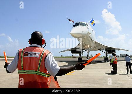 Ultimo sbarco di Concorde/Barbados Foto Stock