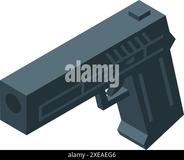 Vista isometrica di una moderna pistola a mano che punta a destra Illustrazione Vettoriale