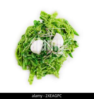 Pasta con mozzarella sulla vista dall'alto Foto Stock