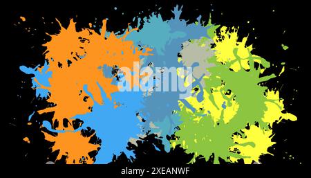 Immagine di spruzzi colorati su sfondo nero Foto Stock