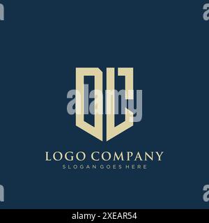 Design con logo di tipo Shield DL. Illustrazione Vettoriale