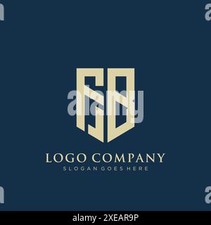 Design con logo di tipo FB Shield. Illustrazione Vettoriale
