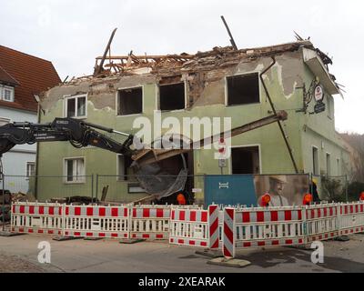 Demolizione di case, ristrutturazione urbana Foto Stock