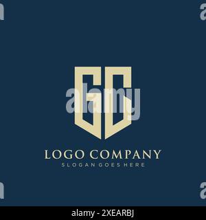 Design con logo di tipo schermato GC. Illustrazione Vettoriale