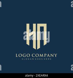Design con logo di tipo HN Shield. Illustrazione Vettoriale