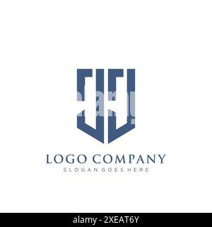 Design con logo JJ di tipo shield. Illustrazione Vettoriale