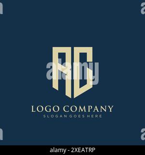 Design con logo di tipo schermato RC. Illustrazione Vettoriale