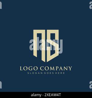 Design con logo di tipo a scudo NS. Illustrazione Vettoriale