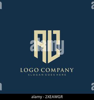 Design con logo di tipo schermato RL. Illustrazione Vettoriale