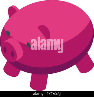 Salvadanaio rosa su sfondo bianco che rappresenta un risparmio di denaro e finanze personali Illustrazione Vettoriale