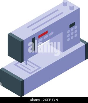 Macchina da cucire elettrica in piedi sul tavolo per sartoria e attrezzature per officina di stilisti di moda Illustrazione Vettoriale