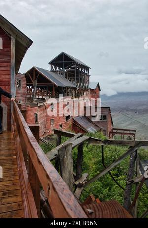 Kennecott, Alaska - 13 luglio 2023: Lato della miniera di rame Kennecott a Wrangell-St. Elias National Park and Preserve in Alaska. Foto Stock