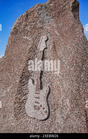 Jimi Hendrix lapide commemorativa su Fehmarn Foto Stock