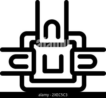 Icona tubazioni che raffigura un sistema di alimentazione dell'acqua con una valvola che regola il flusso dell'acqua Illustrazione Vettoriale