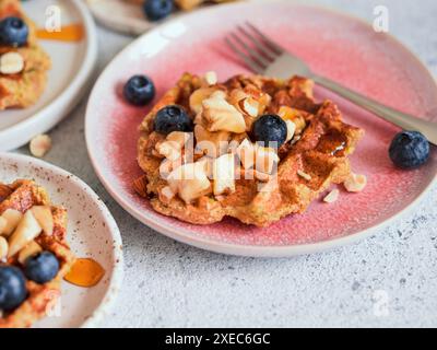 Salutari waffle OAT senza glutine. Copia spazio Foto Stock