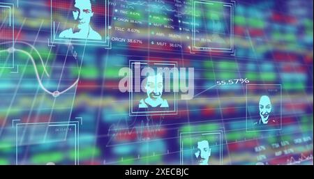 Immagine di foto biometriche ed elaborazione dei dati finanziari Foto Stock