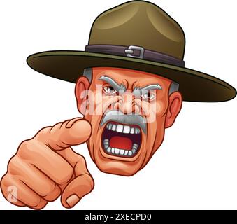 Istruttore di esercitazione sergente Bootcamp soldato dell'esercito Illustrazione Vettoriale
