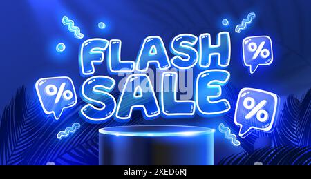 Evento di vendita flash, grande offerta di vendita, etichetta per poster. Vettore Illustrazione Vettoriale