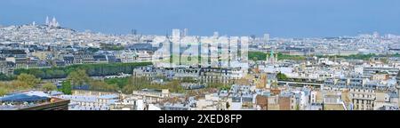 Panorama di Parigi da Montmartre alla Torre Eiffel Foto Stock