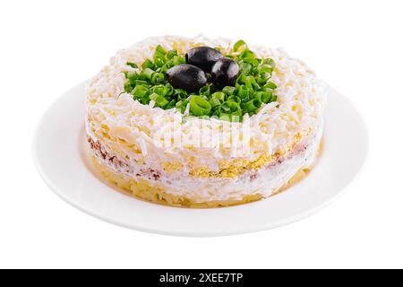 Piatto del ristorante, insalata mimoza sulla facciata Foto Stock