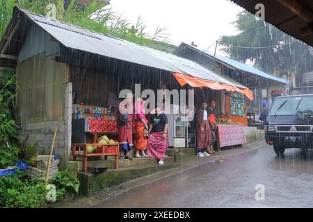 Bali in Indonesia - 5 febbraio 2024: Pioggia intensa durante il mosaico piovoso di febbraio Foto Stock