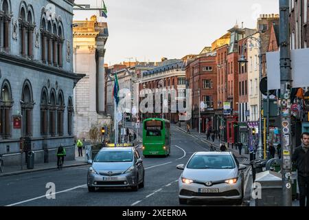 Dame Street di mattina. Dublino. Irlanda. Foto Stock