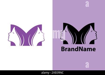 Illustrazione del logo beauty care con design Letter M. Adatto per parrucchieri di bellezza o loghi cosmetici. Illustrazione Vettoriale