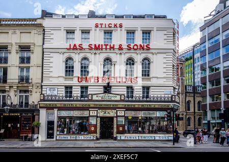 James Smiths & Sons, negozio di ombrelli, 53 New Oxford Street, Londra Foto Stock