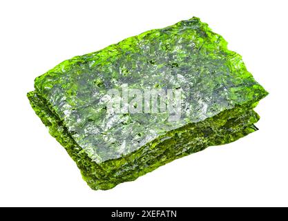 foglie di nori essiccate e pressate isolate su fondo bianco Foto Stock