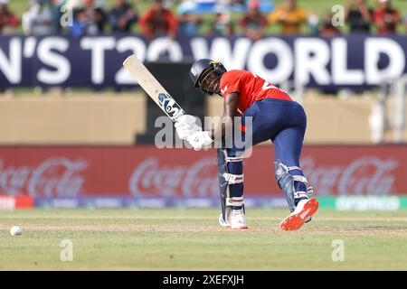 L'inglese Jofra Archer durante la semifinale della Coppa del mondo T20 maschile ICC 2024 al Providence Stadium di Georgetown, in Guyana. Data foto: Giovedì 27 giugno 2024. Foto Stock