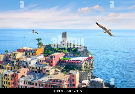 Torre Doria a Vernazza Foto Stock