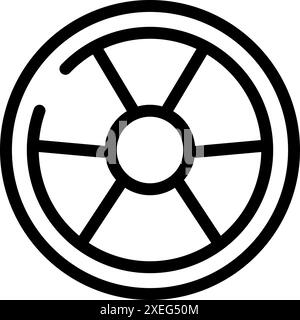 Contorno in grassetto di un simbolo di avvertenza di contaminazione radioattiva, che rappresenta pericolo e attenzione Illustrazione Vettoriale