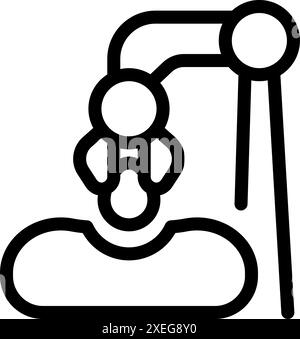 Braccio robotizzato che esegue un intervento chirurgico su un paziente sdraiato sul tavolo operatorio Illustrazione Vettoriale