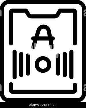 Icona grafica in grassetto di uno smartphone che visualizza una lettera dell'alfabeto, utile per concetti come l'accessibilità e la tecnologia assistiva Illustrazione Vettoriale