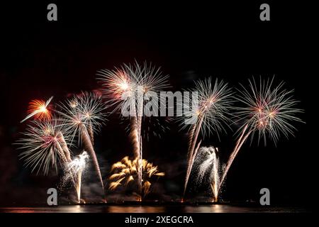 Fuochi d'artificio reale mostra celebrazione, colorato Capodanno fuochi d'artificio Foto Stock