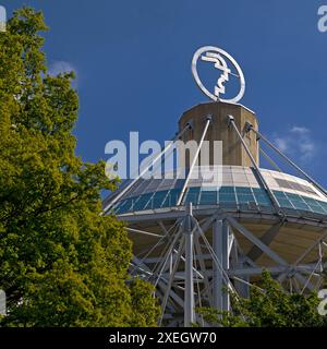 Il logo Hermes, simbolo della Hannover Messe, Deutsche Messe AG, Hannover, Germania, Europa Foto Stock