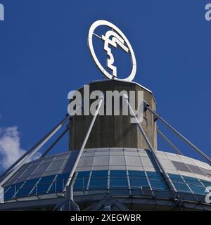 Il logo Hermes, simbolo della Hannover Messe, Deutsche Messe AG, Hannover, Germania, Europa Foto Stock