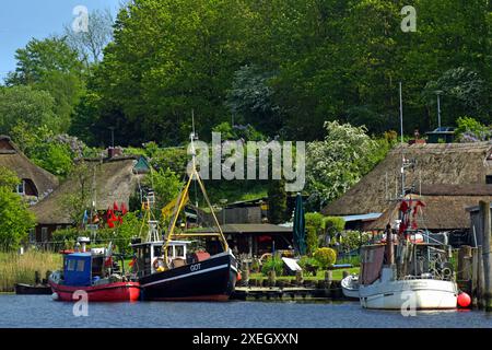 Antico insediamento di pescatori sul trave a LÃ¼beck, Germania Foto Stock