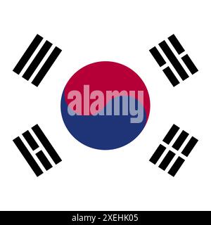 KOREA SOUTH Flag in Circle, colore ufficiale, bandiera nazionale, simbolo della nazione, governo, vettore flag, illustrazione flag, flag isolato Illustrazione Vettoriale