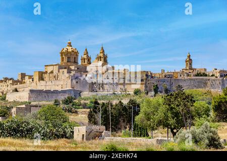 Maestose fortificazioni di Mdina, la città silenziosa. Malta Foto Stock