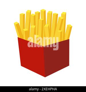 Patatine fritte con l'icona Red Box Illustrazione Vettoriale