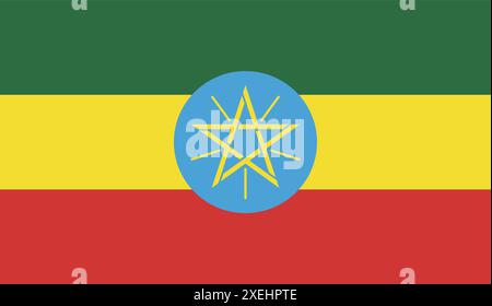 ETIOPIA Flag illustrazione vettoriale, colore ufficiale, bandiera nazionale, simbolo della nazione, governo, vettore, illustrazione, allarme isolato Illustrazione Vettoriale