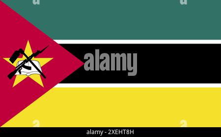 MOZAMBICO Flag illustrazione vettoriale, colore ufficiale, bandiera nazionale, simbolo della nazione, governo, vettore, illustrazione, allarme isolato Illustrazione Vettoriale