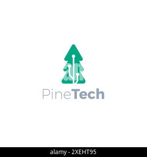 Modello logo Pine Tech. Vettore icona Pine Illustrazione Vettoriale