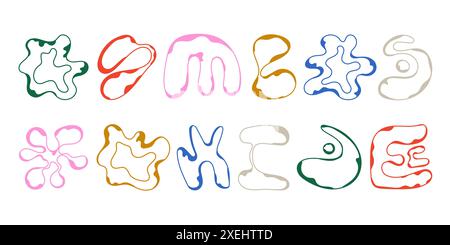 Forme geometriche astratte. Elementi grafici memphis in linea moderna. Illustrazione Vettoriale