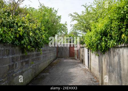 Lane che conduce al Tto He Recreation Ground a Penarth nel Galles del Sud Foto Stock