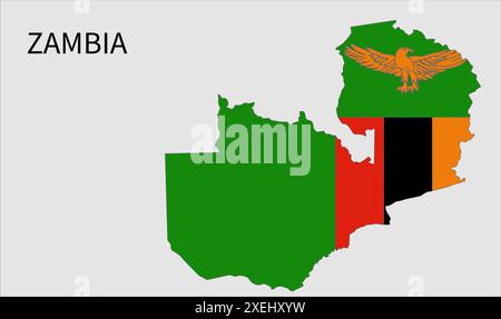 Mappa delle bandiere dello Zambia, colore ufficiale con proporzioni, illustrazione completamente modificabile, vettore, bandiera, governo, bandiera nazionale, patriottismo Illustrazione Vettoriale